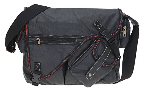 ELEPHANT Kuriertasche SAHARA Laptoptasche Canvas Tasche Notebookmaß 39x28 cm Schultertasche / SCHWARZ