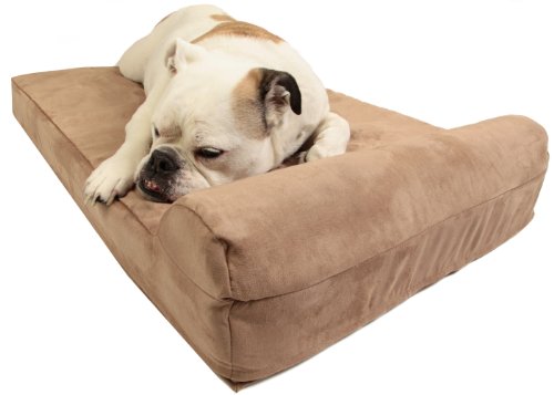 Big BarkerMini - 4" Pillow Top Orthopedic Dog Bed with Headrest for Medium Size Dogs 30 - 50 Pounds