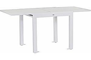 BRIGROS LA VOGLIA DI FARE Estosa - Tavolo Da Giardino Allungabile Lipari, Tavolo Da Esterno Per Arredo Giardino In Alluminio, Tavolo Giardino Per Set Giardino Esterno, Tavolo Allungabile (Bianco, 82/163 x 90 x75)