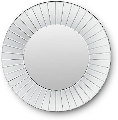 UK PLAQUE Handmade Contemporary Decorative Wall Mirror, 80 cm Sunburst Round, Beveled Glass