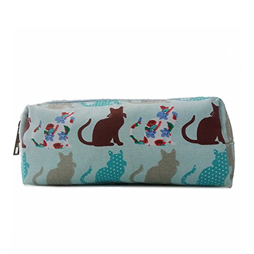Miss LuLu Women Girls Canvas Students Pen Pencil Case zipper Bags Cosmetic Travel Makeup Bags Pouch Box, Blue, Medium