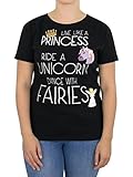Con la frase 'Live lke a Princess, ride a Unicorn, dance with Fairies' en purpurina.