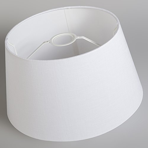 QAZQA Leinen Lampenschirm 32cm rund DS E27 leinen weiß , Rund konisch Schirm Pendelleuchte, Schirm Stehleuchte, - 4