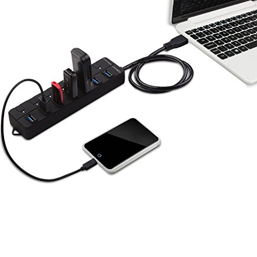 Vemont Super Speed 7-Port USB 3.0 Hub gute Qualität mit einzelnen Power Schalter und LED für Apple MacBook/ MacBook Air/ MacBook Pro/ Mac Mini/ iMac/ MacPro/ Windows Laptops und Ultrabooks - 6