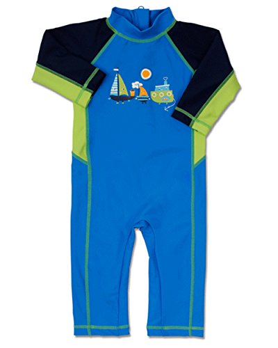 Bright Bots Australian 6/12m Baby Boys Sunsuit Sun Protection UPF50+ Long L/S - Blue