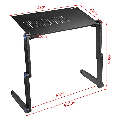 Laptoptisch Lapdesk, Kompakt klappbar und einfach zu tragen Einstellbare Laptop Tisch Lese Tisch Bett Frühstück Tablett Büro Lapdesk (Schwarz) - 5