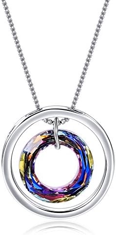 Doofany Mother's Day Gift Crystal Gradient Mosaic Women's Pendant Necklace Made with Swarovski Crystal 16"+2" Extender Mum, Thank you for all you do
