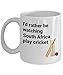 Produktbild South Africa Cricket Mug - South African Cricket Team Supporter - I'd Rather be Watching Play Cricket Cricketer Sport Coffee Cup Fan