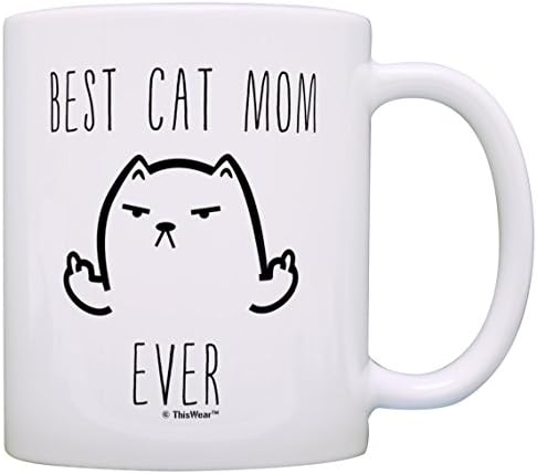 Neufashion Best Cat Mom Ever Mug - The Coffee Corner - 11 Ounce White Ceramic Coffee or Tea Mug - Engagement Gift, Gift for Fiancee, Bride Gifts, Bridal Shower Gifts