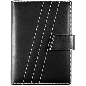 Agenda Front Line mit Knopfverschluss - Handmade in Italy - 17x24 Daily - Schwarz