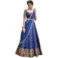 WILLFE Kanjivaram Soft Pure Zari Silk Traditional Lehenga Saree, Unstitched Lehenga Choli, Half Saree.