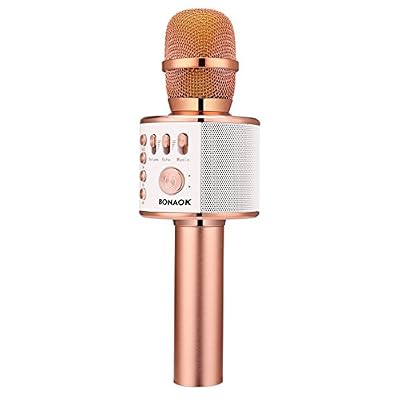 BONAOK Microphone Sans Fil Karaoké, BONAOK Microphone Bluetooth Lecteur Enregistreur Mini Karaoké Enfant Fête Familial pour Appareil Intelligent Android/iOS