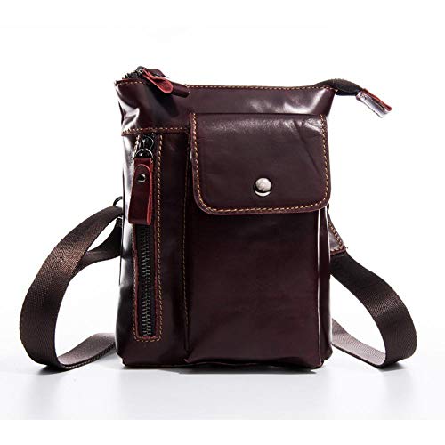 Preisvergleich Produktbild LXIANGP Männer Leder diagonal Schultertasche Männer Multifunktions-Verschleiß Gürtel Handy-Taschen Kleine Tasche kann Gürtel Handytasche Tragen