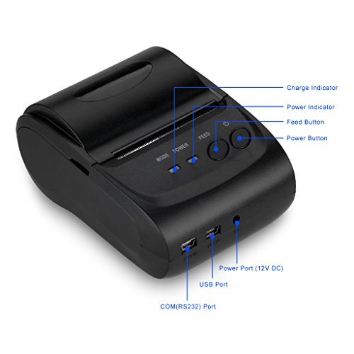 Mini Wireless Stampante Termica 58mm 90mm/s USB Bluetooth ESC POS STAR per Android Smartphone Tablet PC Cellulare Thermal Dot Receipt Printer Scontrino Ricevuta per Ristorante Negozio Mercato