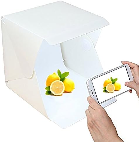 Photo Studio Tent, Mini Foldable Photography Studio Portable Light Box Kit with LED Light, LED Light Tent (22.6cmx23x24cm)+ Two Blackgrounds (White and Black) (22.6cmx23x24cm)