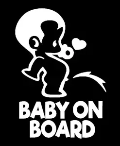 Baby on Board Sticker - Funny Cute Safety Caution Decal Sign for Cars Windows and Bumpers - Peeing Boy
