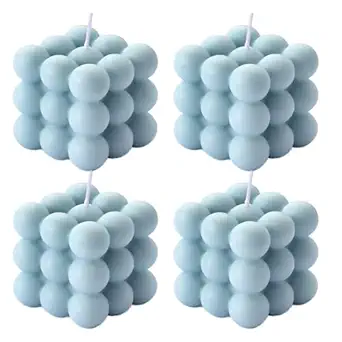 Floryn Decor Scented Bubble Candle Combo of 4 | Fragrance Bubble Candle | Size- 7 cm*7cm*7cm | 230 gm | (Pack of 4) | Scent- Ocean Breeze