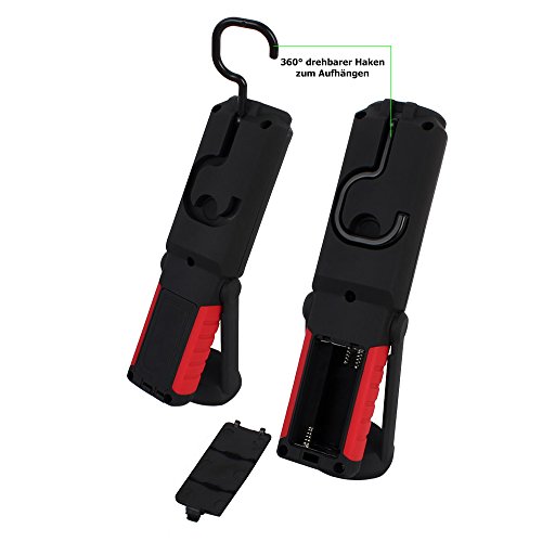 LED Arbeitsleuchte COB mit Haken und Magnetfuß, Lichtfarbe Kaltweiß, 2 in 1 Stablampe Werkstattlampe (Set: 1 x Gelb, 1 x Rot, 1 x Blau) Goldfull® - 4