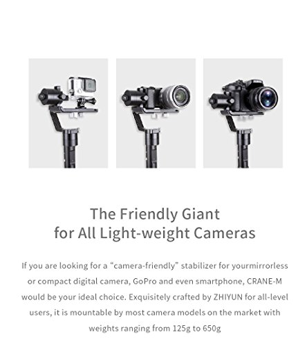 Zhiyun Crane m 3 assi brushless palmare Gimbal con controller wireless â€“ rotazione di 360 gradi illimitato 12 ore di autonomia per smartphone/mirrorless/Action Camera â€¦ (Grane-M)