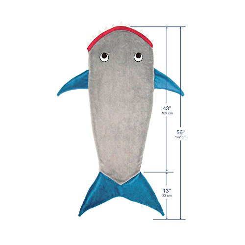 Hai Decke Kinder 140x56cm Flanell Tagesdecke Grau - 6