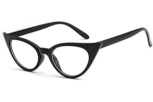TECH-LINE-DIRECT FASHION ACCESSORIES Black Womens Hot Fashion Clear Lense Nerd Geek Glasses Retro Cat Eye Style VTG 50s/60s