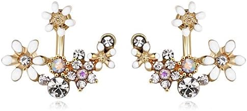 Elegant Daisy Flower Front Back Stud Earring Fashion Women Christmas Mother Gift