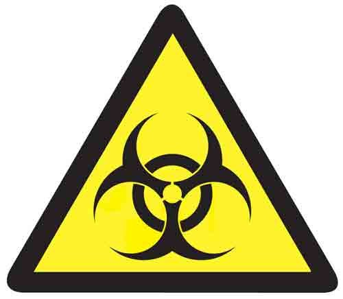 Biohazard Warning Sticker - 10cm x 9cm Self Adhesive Safety Hazard
Symbol