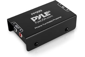 Pyle Phono Preamp for Turntable - Amplifier, Pre Amp Hi-Fi Mini Stereo Box, Pre-amplifier Phono Stage for Record Player Audio Box with RCA Input & Output, Low Noise Operation, w/DC 12V Power Supply