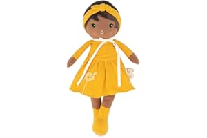 KALOO Tendresse Mi Primera Muñeca de Tela Naomie Muñeca de Trapo 32 cm Vestido Amarillo Bonita Caja de Regalo y Cinta Personalizable Desde el Nacimiento, K200009, 32cm