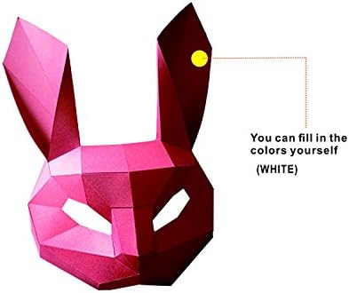 TIBBERS,Creative handmade paper die helmet, mask, DIY material, masquerade ball, male and female universal cute original teddy, photo, performance props, Halloween costumes, holiday party props, solid color paper (12-13 years)