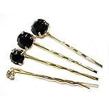  Lot 4 Mini pinzas Fantasía Cabello en metal dorado y brillantes - negro