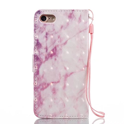 Lanpangzi PU Ledertasche Fall fÃ¼r iphone 7 Marmor Muster HÃ¼lle Bookstyle Tasche Flip SchutzhÃ¼lle mit Standfunktion Kartenfach Federung Hard Back Case - Rosa Marmor + Metall BerÃ¼hren Stift