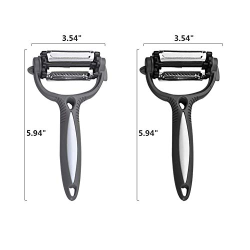 roawon pelador 3-en-1, verduras, frutas, zanahorias, manzanas de tierra, multifunción, coupe-éplucheur, herramientas de cocina para rebanador rápida, asas antideslizantes (conjunto de 2)