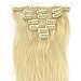 CLIP IN REMY REAL HUMAN HAIR EXTENSIONS 7PCS 18 Inch 70g color 60 platinum blonde / lightest blonde