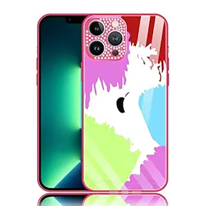 Case Creation Watercolor Series - Liquid Painting Tempered Glass TPU Shockproof Gradient Diamond Sparkle Camera Protection Back Case Colorful Cover for Apple iPhone 13 Pro Max - (Tie dye, Pattern 1)