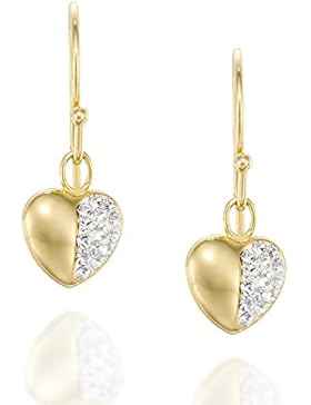 18K vergoldet Pavé-Fassung Herz Ohrringe mit original Swarovski Kristallen Tolles Geschenk für Mädchen Teens