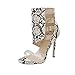 Produktbild SHE.White Damen Transparent Stilettoabsatz Sandalen Sommer Hohl Stiefel Schlangenleder Offener Zeh Pumps Sommerschuhe Atmungsaktiv Sandaletten 35-40