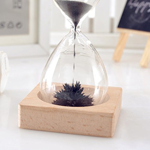 Eisen Pulver Magnet Sanduhr Sand Timer Clock Home Decor Holiday Gift w / Holz Inhaber - 3
