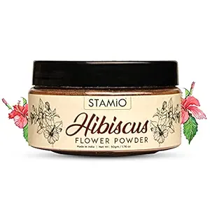 STAMIO Pure Hibiscus Powder for Hair Growth, Skin Cleansing, Oil Control, Reducing Ageing Marks, Hair Conditioning | Hair Mask | Face Pack | Face Scrub | Rosa-sinensis Powder 50gm