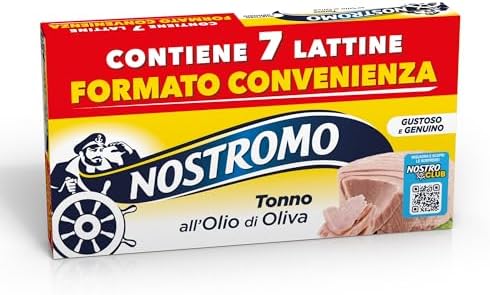 Nostromo Tonno all’Olio di Oliva, 7 Lattine da 60g – Formato Multipack, Fonte di Proteine, Senza Conservanti, Sgocciolato, Pronto da Gustare