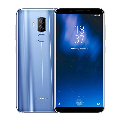 HOMTOM S8 Smartphone Libre 4G (Android 7.0 Capacitiva Pantalla de 5.7 Pulgadas 18:9,Cámara Trasera de 16MP , 64GB ROM+4GB RAM, MTK6750T Octa Core 1.5GHz, 3400mAh Fingerprint Touch Sensor Móviles)Azul