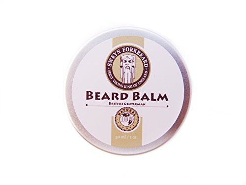 Beard Balm British Gentleman 100% Natural & Organic by Sweyn Forkbeard - A Beard Softener and Deep Conditioner For Men (30 ml/1oz Beard Balm British Gentleman)