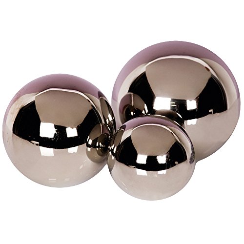 3tlg.-Set Dekokugeln Silverball aus Keramik 5/6/7 cm