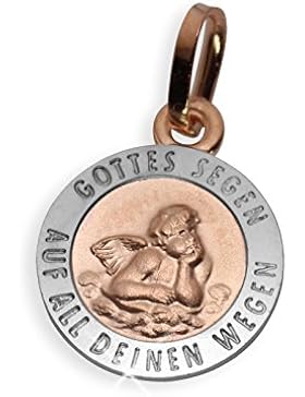 Schutzengel Anhänger Rosé & Weiss 8 Karat Gold 333 Durchmesser 10mm (Art.213218)