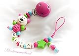 Schnullerkette mit Namen, Teddy, Stern, Mädchen, pink, türkis, grün, Taufe, Geburt