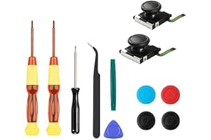 Thlevel 2-Pack 3D Replacement Joystick Analog Thumb Stick for NS Controller - Include Tri-Wing, Cross Screwdriver, Pry Tools + 4 Thumbstick Caps
