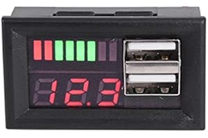 REFURBISHHOUSE Display Digitale Un LED Rossi Voltmetro Voltmetro Pannello Tester Volt per Auto 12V DC Motocicli Veicoli USB 5V2A Uscita 12,6 V Batteria