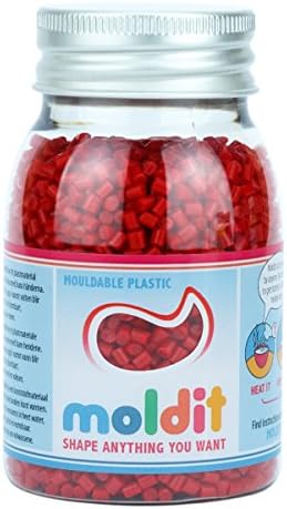 Moldit Red 65g (mouldable plastic - like polymorph, plastimake, instamorph) - Available in 8 different colours