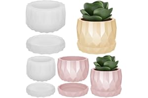 Veciado 2Pcs Silicone Resin Casting Moulds with Lid Candle Molds for Making Decorative Ornament, Candle, Jar, Flower Pot, Soap, Tea, Pen Holder, Jewelry Box