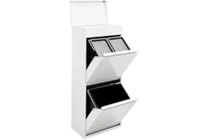 Arregui Top CR421-B Poubelle de recyclage à 3 compartiments avec tiroir supérieur 11 + 11 + 23 l (45 L) avec bacs pour récipients et produits organiques Blanc